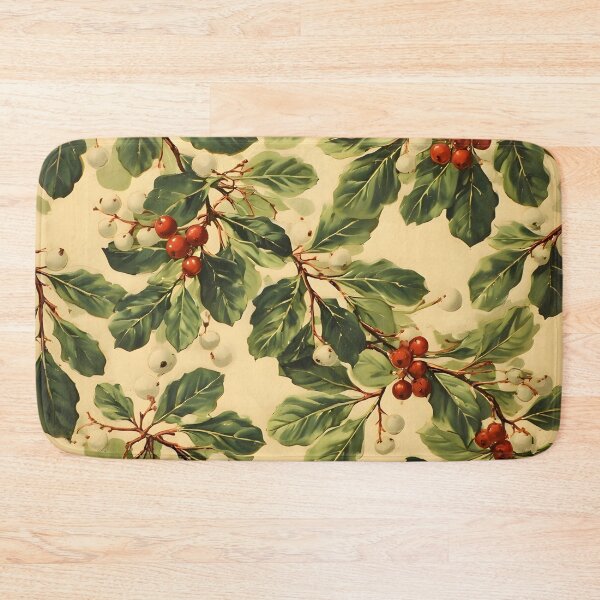 Item preview, Vintage Christmas Mistletoe Joyful Holiday Leaves Italian Kitchen designed and sold by LeafPrints.