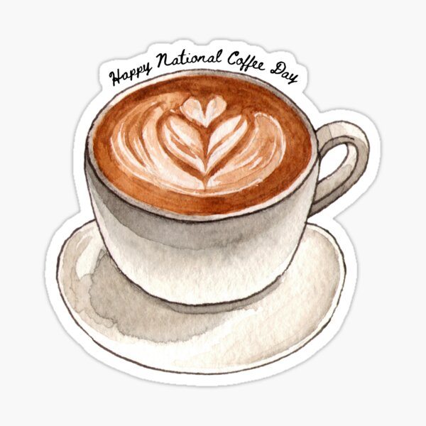 Item preview, Watercolor Coffee Art | Happy National Coffee Day Latte Illustration designed and sold by Lisa Loop Art.