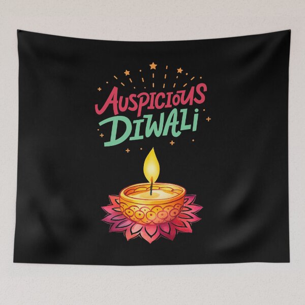 Item preview,  Auspicious Shub Dipaavali , Happy Diwali ver 1b| Festival of Lights | Indian Deepavali Celebration with Diyas, Rangoli & Lord Ganesha | Hindu Festival Art & Gifts|yoga designed and sold by CosmicNook1.