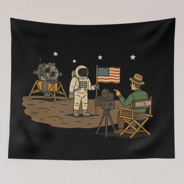 Item preview, Moon Landing Hoax – Funny Astronaut Film Set Illustration designed and sold by Md1982.