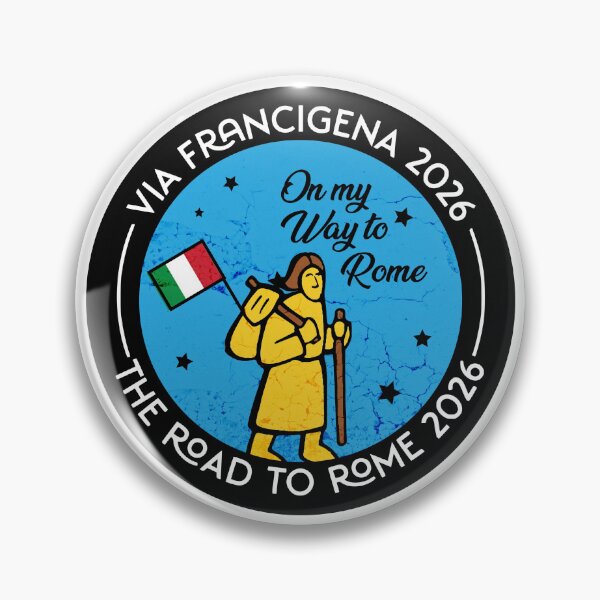 Item preview, via francigena 2026 - the road to rome- ancient monk- vintage art badge-sticker and more designed and sold by designkb.