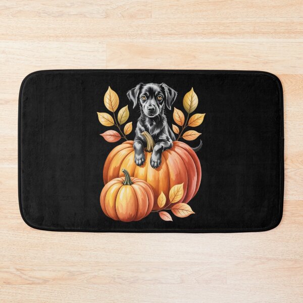 Item preview, Cute Black Puppy on Pumpkin – Fall Autumn Dog Art designed and sold by zazastore.