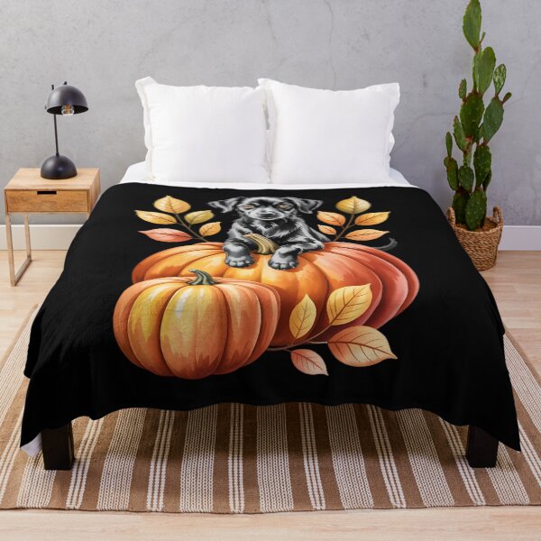 Item preview, Cute Black Puppy on Pumpkin – Fall Autumn Dog Art designed and sold by zazastore.