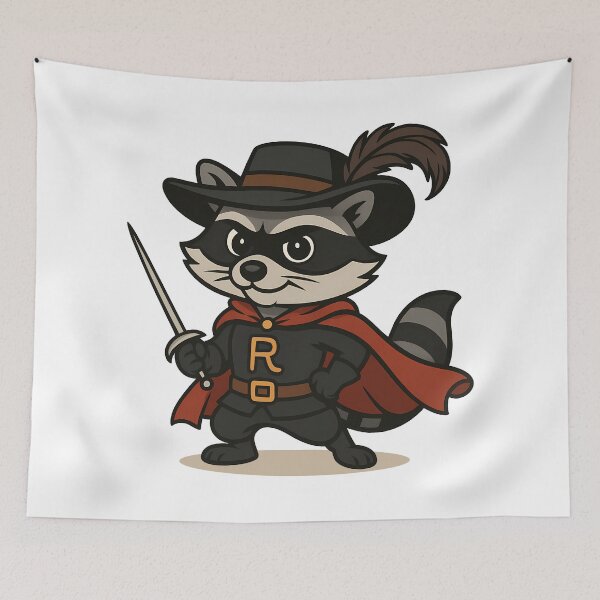 Item preview, Masked Raccoon Swordsman Hero designed and sold by Infinitee8hirts.