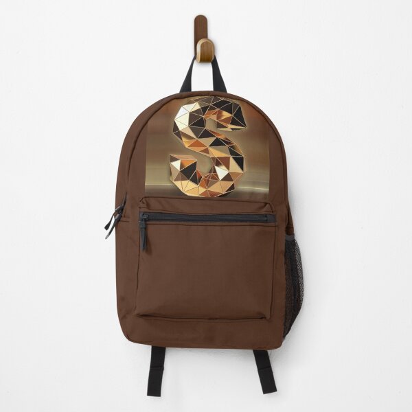Item preview, Golden Low Poly S — 3D Letter Art on Brown Background designed and sold by InFrameVision.