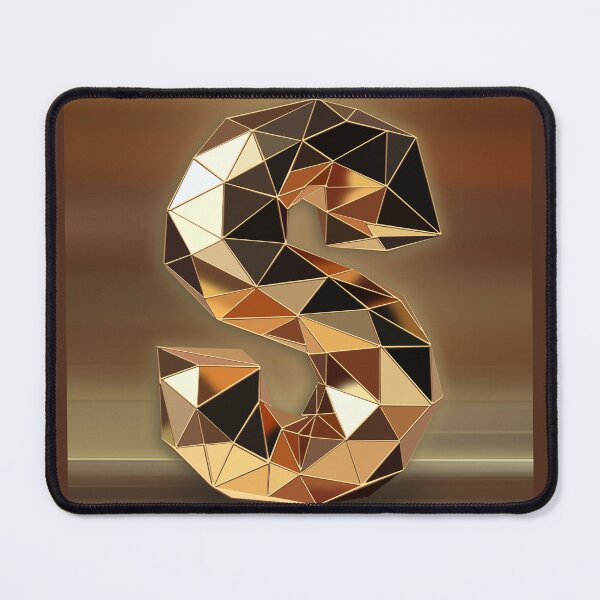 Item preview, Golden Low Poly S — 3D Letter Art on Brown Background designed and sold by InFrameVision.