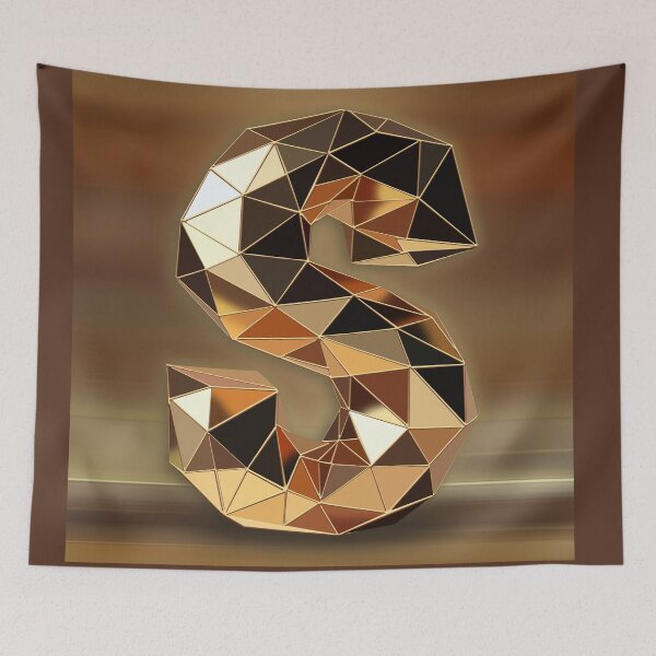 Item preview, Golden Low Poly S — 3D Letter Art on Brown Background designed and sold by InFrameVision.