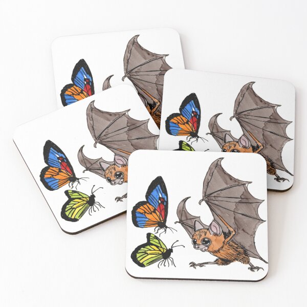 Artikelvorschau, Fledermausbaby jagt Schmetterlinge entworfen und verkauft von Scribbles & Doodles by Jinx.