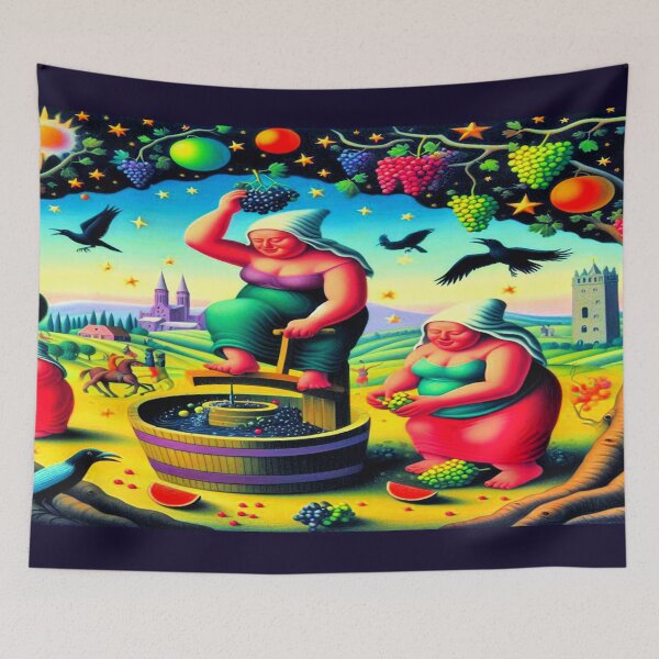 Item preview, The Grape Rite – Surreal Harvest in the Orchard of Excess designed and sold by daweave77.