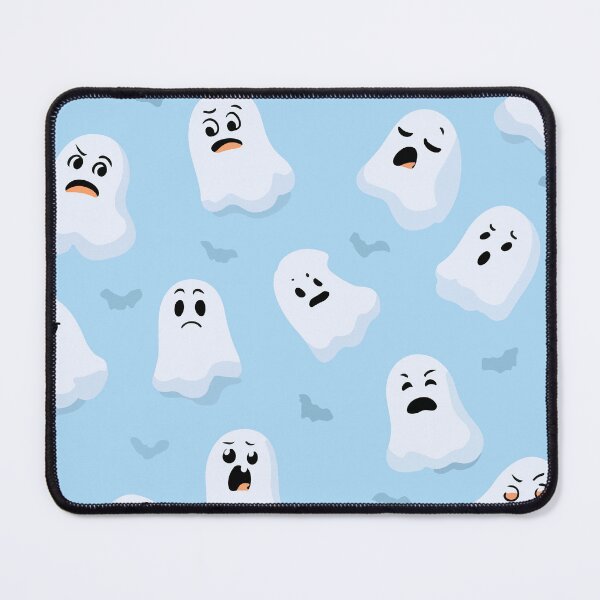 Item preview, Funny Halloween Ghost Pattern – Cute Ghost Faces on Blue Background designed and sold by Moss and Moon Studio.