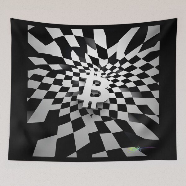 Item preview, Black and White Motion Vortex Op Art Bitcoin designed and sold by Benito Del Ray.