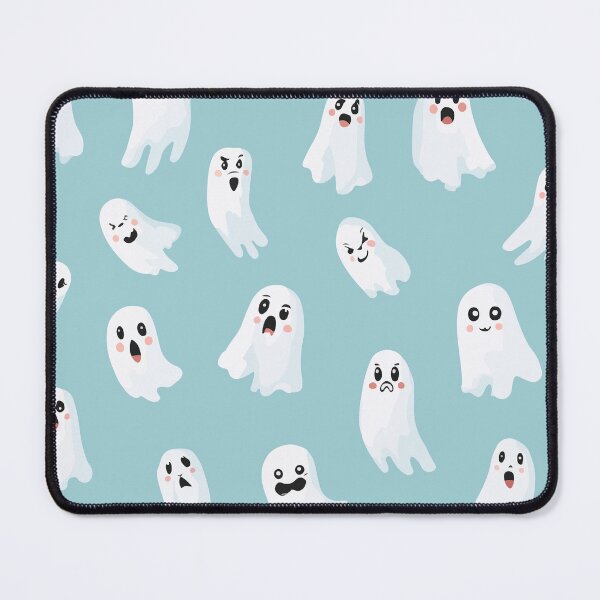 Item preview, Funny Halloween Ghost Pattern – Cute Ghost Faces on Blue Background designed and sold by Moss and Moon Studio.