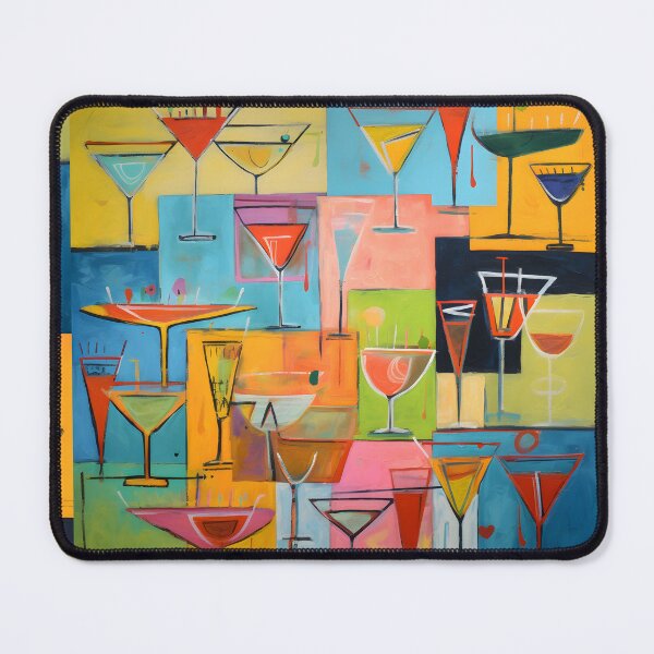 Item preview, Sippin and Chillin with Vibrant Cocktail Glasses in Abstract Geometric Harmony designed and sold by OlfactoART Studio.