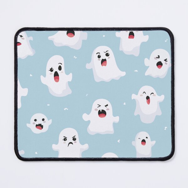 Item preview, Funny Halloween Ghost Pattern – Cute Ghost Faces on Blue Background designed and sold by Moss and Moon Studio.