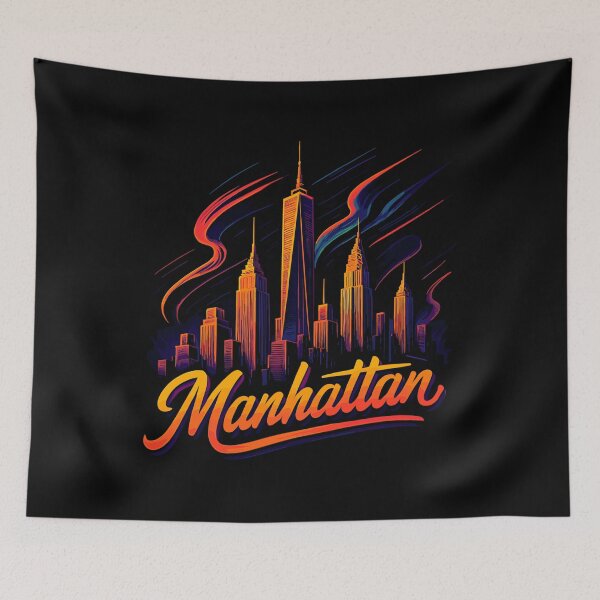 Item preview, Manhattan City New York Silhouette Neon Skyline Gift designed and sold by Pineapple-Tree.