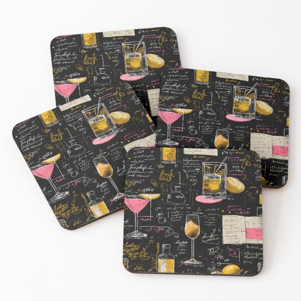 Item preview, Stylized Cocktail Collage Artwork with Handwritten Notes Highlighting Colorful Drinks designed and sold by OlfactoART Studio.