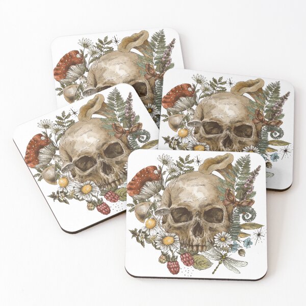 Item preview, Vintage Skull and Wild Flowers designed and sold by Bohemian Life.