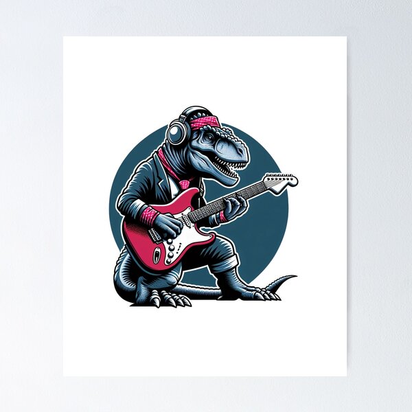 Item preview, Godzilla Playing Electric Guitar T-Shirt | Vintage Rock Dinosaur Tee for Men designed and sold by Colorful-Garden.