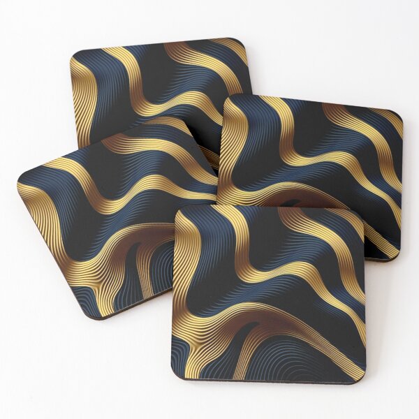 Item preview, Golden Wavy Flowing Lines On Elegant Midnight Black  designed and sold by DEC02.