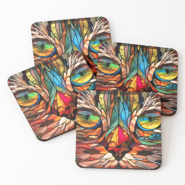 Item preview, Stained Glass Cat Face Close-Up Colorful Digital Art designed and sold by DEC02.
