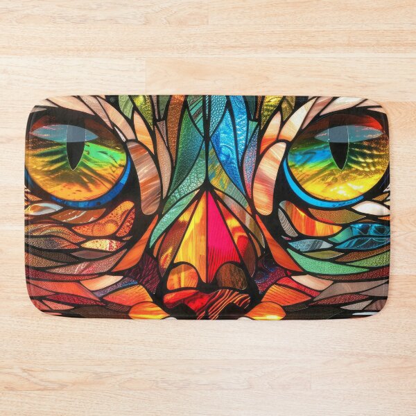 Item preview, Stained Glass Cat Face Close-Up Colorful Digital Art designed and sold by DEC02.