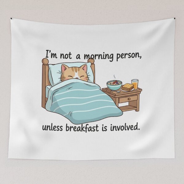 Item preview, Cat Wakes Up for Bedside Breakfast designed and sold by Silent Watch Threads..