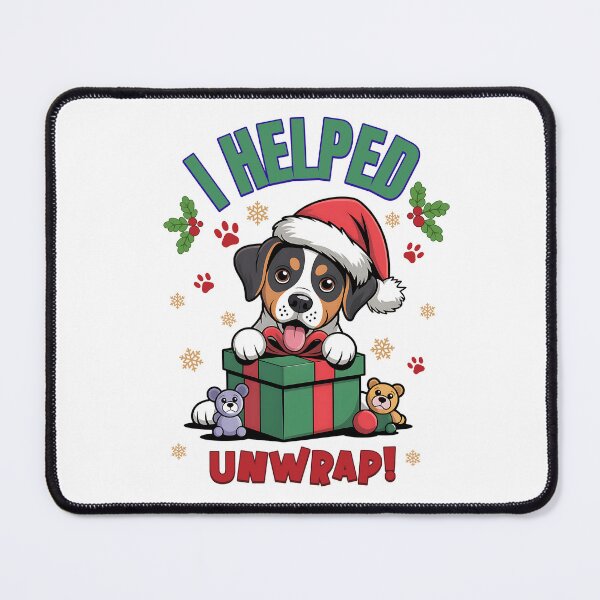 Item preview, I Helped unwrap, cute Christmas dog designed and sold by GraphicTeeHubs.