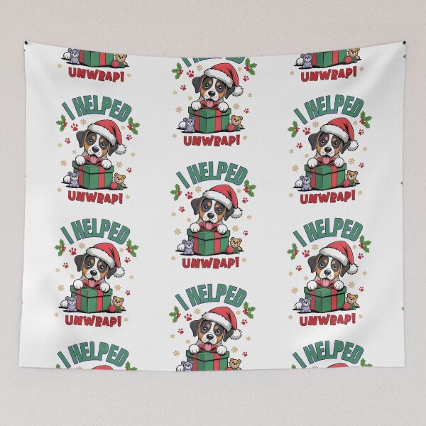 Item preview, I Helped unwrap, cute Christmas dog  designed and sold by GraphicTeeHubs.