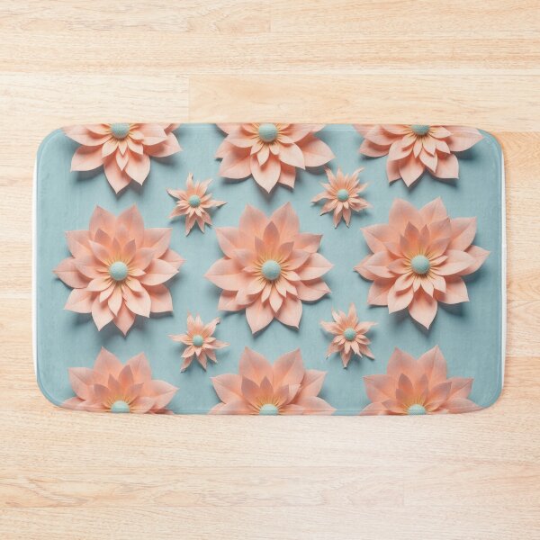 Item preview, Elegant 3D Papercraft Flowers: A Peach and Blue Floral Pattern designed and sold by RudArtAI.