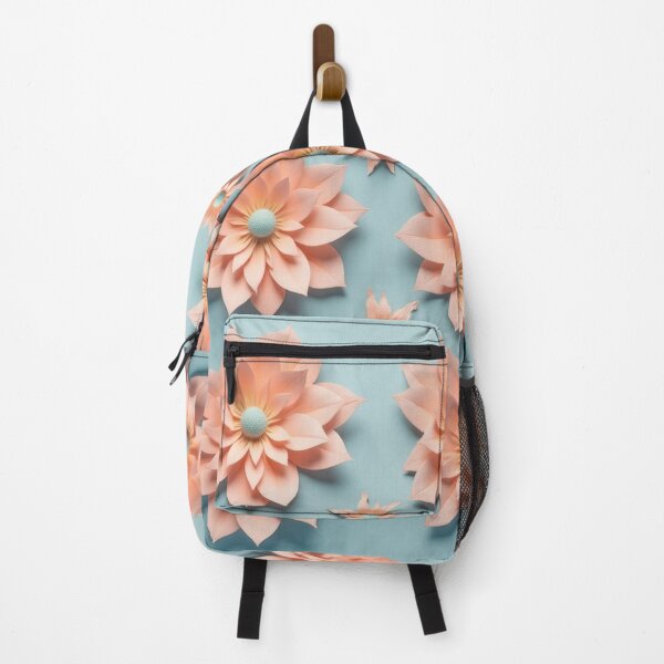 Item preview, Elegant 3D Papercraft Flowers: A Peach and Blue Floral Pattern designed and sold by RudArtAI.