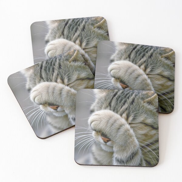 Item preview, Close-up of a Tabby Cat Covering It's Face designed and sold by Maria Dryfhout.