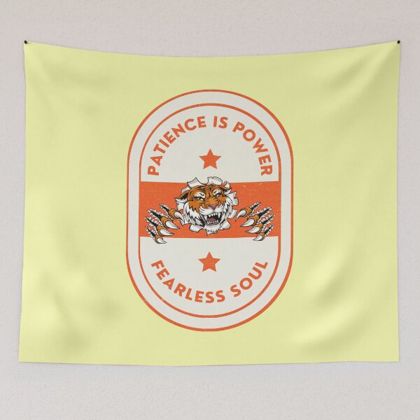 Item preview, Retro Angry Tiger Roaring Patience Is Power Fearless Soul Distress designed and sold by CreativeCrewApp.