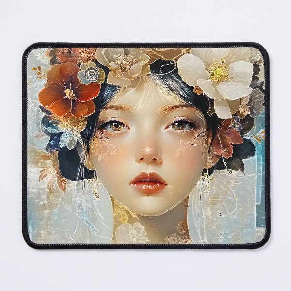 Item preview, Mysterious, Mystical Fantasy Female Face Wearing Flower Headdress designed and sold by DEC02.