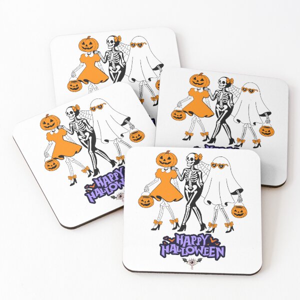 Item preview, Whimsical Halloween Skeletons, Ghost, and Pumpkin Evil Eyes designed and sold by CreativeCrewApp.