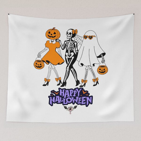 Item preview, Whimsical Halloween Skeletons, Ghost, and Pumpkin Evil Eyes designed and sold by CreativeCrewApp.