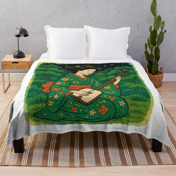 Item preview, Geisha Playing Shamisen Traditional Japanese Garden designed and sold by TeeARTHY.