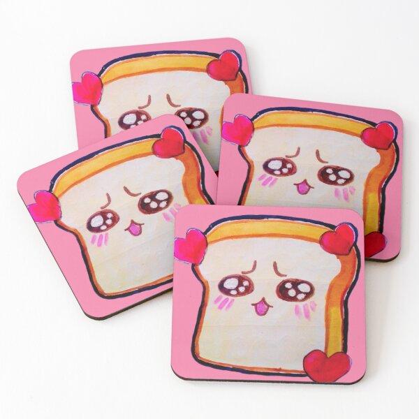 Item preview, A Romantic Slice Bread in Love Kawaii Food watercolor Art  designed and sold by happiartworks .