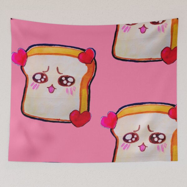 Item preview, A Romantic Slice Bread in Love Kawaii Food watercolor Art  designed and sold by happiartworks .