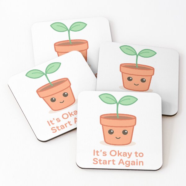 Item preview, It’s Okay to Start Again – Cute Kawaii Sprout Self-Care Motivation Art designed and sold by Pandomino Studio.