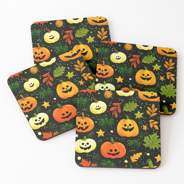 Item preview, Halloween Jack-O-Lanterns And Green Spiders Whimsical Pattern designed and sold by DEC02.