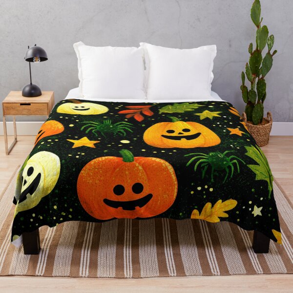 Item preview, Halloween Jack-O-Lanterns And Green Spiders Whimsical Pattern designed and sold by DEC02.