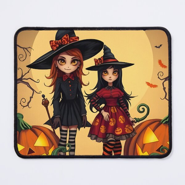 Item preview, Cute Halloween Witches and Carved Pumpkins designed and sold by artedamensagem.