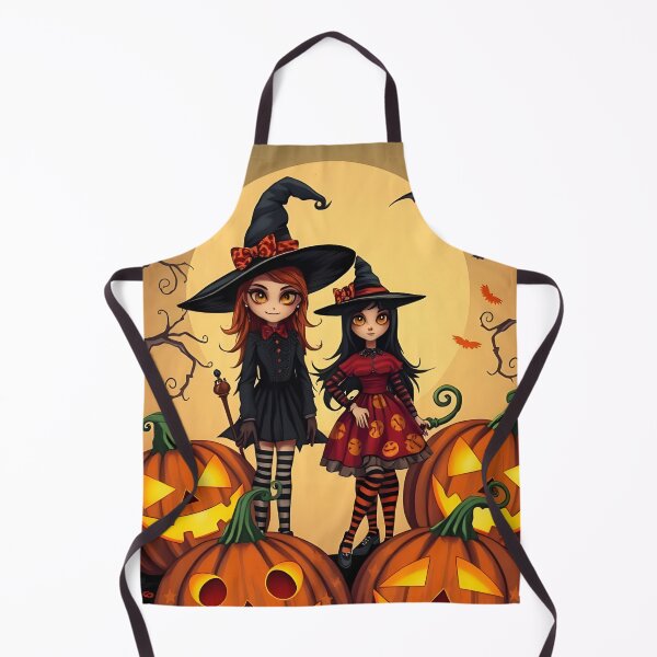 Item preview, Cute Halloween Witches and Carved Pumpkins designed and sold by artedamensagem.
