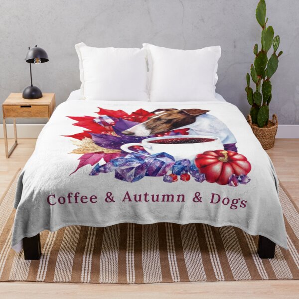 Item preview, Fall coffee vibes with dog and pumpkins designed and sold by olenapetol.