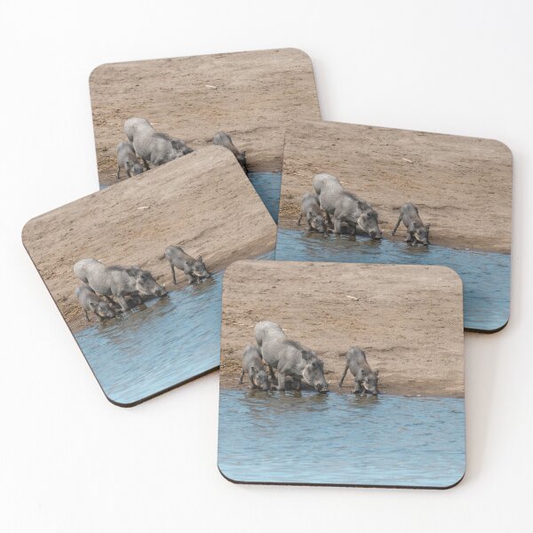 Item preview, Warthog Family at the Waterhole – Thirst in the Desert designed and sold by DavideAntoniani.