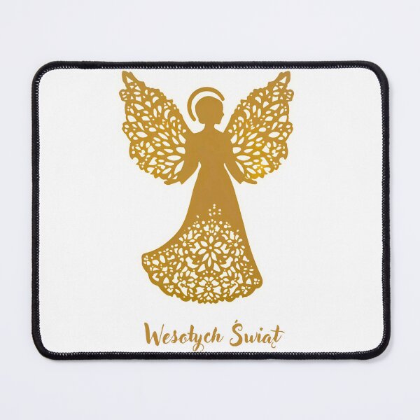 Item preview, Gold Angel “Wesołych Świąt” | Elegant Polish Christmas Design for Apparel & Gifts ?️ Tags: designed and sold by AmberWit.