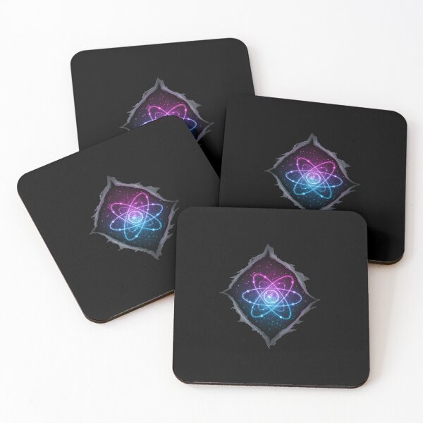 Item preview, Atomic Rip Illusion, Realistic Torn Fabric Design Revealing Atom Nucleus with Electrons, Glowing Energy Rings in Blue Purple Pink, High-Resolution Transparent Background designed and sold by chipmuckdesignn.