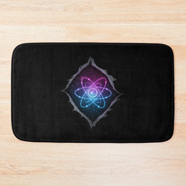 Item preview, Atomic Rip Illusion, Realistic Torn Fabric Design Revealing Atom Nucleus with Electrons, Glowing Energy Rings in Blue Purple Pink, High-Resolution Transparent Background designed and sold by chipmuckdesignn.