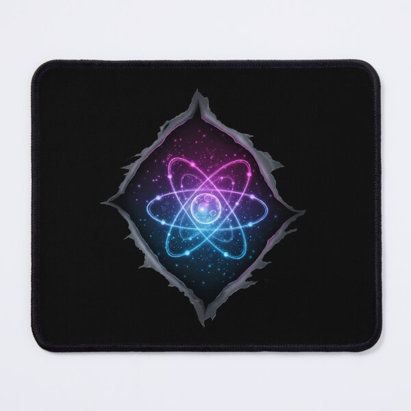 Item preview, Atomic Rip Illusion, Realistic Torn Fabric Design Revealing Atom Nucleus with Electrons, Glowing Energy Rings in Blue Purple Pink, High-Resolution Transparent Background designed and sold by chipmuckdesignn.