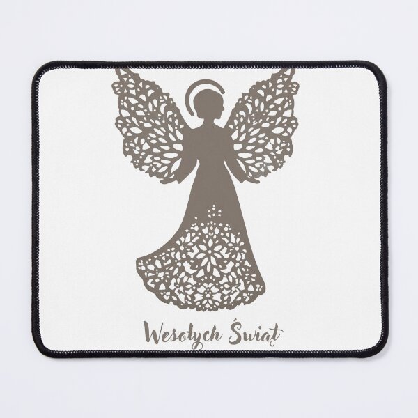 Item preview, Taupe Angel “Wesołych Świąt” | Minimalist Polish Christmas Design for Apparel & Gifts designed and sold by AmberWit.
